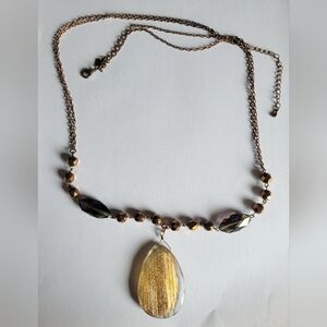 Lia Sophia Necklace- Cream, Copper, & Brown- 33 Inches